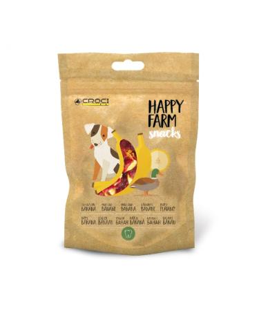 Croci Happy Farm Dog Chew Treat, Natural Dog Snack with Vegetables, Duck and Banana, 80 GR