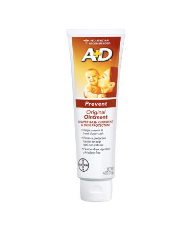 A+D Original Diaper Rash Ointment  Baby Skin Protectant With Lanolin and Petrolatum  Seals Out Wetness  Helps Prevent Diaper Rash  4 Ounce Tube