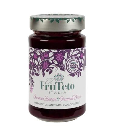 il FruTeto 100% Summer Berries organic fruit spread. 250g. MADE IN TUSCANY only with fruit. No Pectin. No Added Sugar. No Preservatives.