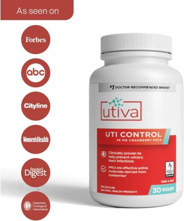 Utiva UTI Control Cranberry PACs Clinically Studied Ingredients 36mg PACs for UTI Treatment - Cranberry Supplement for Urinary Tract Health for Women and Men Cranberry Pills - 90 Vegi Capsules UTI Control 90-Pack - Buy Online on GoSupps.com