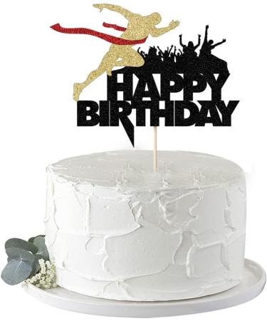 Happy Birthday Cake Toppers Sports Themed Runners Cake Toppers Track Cross Country or Marathon Party Birthday Party Cake Toppers