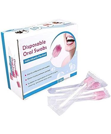 Xrten 50 Pieces Disposable Oral Care Sponge Swabs - Pink Mouth Cotton Swabs for Effective Oral Hygiene - Buy Online on GoSupps.com