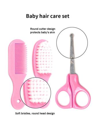 Premium 8-Part Baby Care Set - Newborn Healthcare Kit with Thermometer Nasal Sucker Comb & Nail Scissors - Pink | International Shipping - Buy Online on GoSupps.com