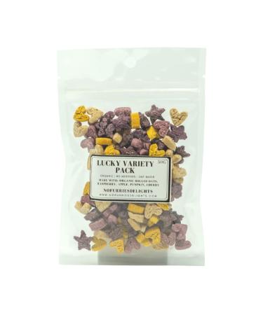 No Furries Delights Treats 100% All Natural Mini Bites for Rabbit Hamster Guinea Pig Chinchilla Pet Rat Mice Gerbil Bird Healthy Enrichment Bonding Rewarding Training (Lucky Variety Pack 50g)