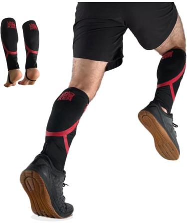 Unisex PRO Calf Compression Sleeves for Running - 7mm Red L/XL | Footless Compression Socks - International Shipping Available - Buy Online on GoSupps.com