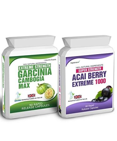 90 Garcinia Cambogia 60 Acai Berry Extreme Weight Loss Slimming Diet Pills Free Meal Plan Dieting Tips 2 Bottles