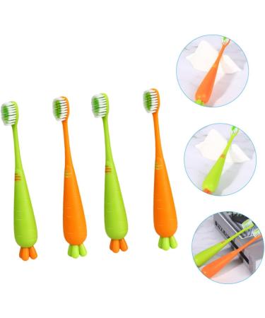 Frcolor 4-Piece Manual Carrot Toothbrush Set - Daily Oral Care Tools for Kids | Thorough Cleaning & Comfort - Buy Online on GoSupps.com