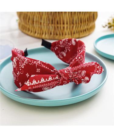 Paisley Print Wide Bow Headband for Women - Cute Rabbit Ear Hair Accessories - Buy Online on GoSupps.com