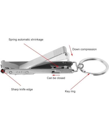 Stainless Steel Ultra-Thin Foldable Hand Toe Nail Clippers Cutter with Keychain Cutter Trimmer Silver Tool Key RingDeft Processed - Buy Online on GoSupps.com