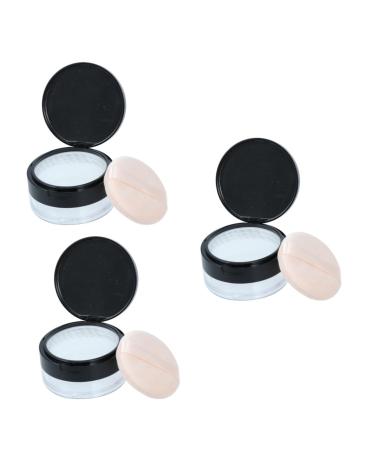 Beavorty Dressing Case 3 Pcs Makeup Containers Empty Loose Powder Jar Powder Puff Case Compact Loose Powder Puff Portable Mx3pcs Blackx3pcs