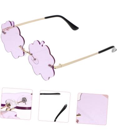 Anneomas Edgeless Rimless Sunglasses | Cloud-Shaped Disco Glasses for Prom & Parties | Stylish Purple Star Glasses - International Shipping Available - Buy Online on GoSupps.com