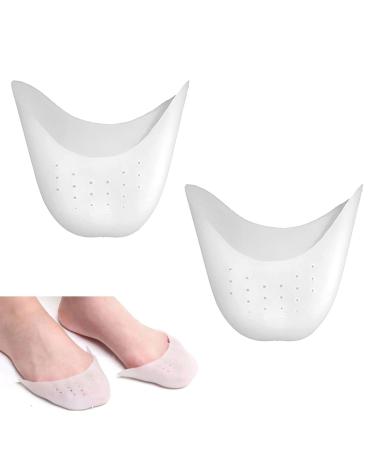 2 Pairs Silicone Toe Caps Breathable Ballet Pointe Pads Protector Ouch Pouch Toe Pad Protective Cushioning Toe Protectors for Dancing Running Hiking High Heels and More(White)