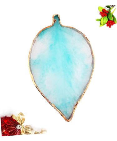 BIUDECO Color Display Plate for Nails Blue Leaf Shaped Resin Manicure Palette with Gold Edge for Color Mixing Photo Props Easy to Clean Lightweight 95*8*1cm Blue - Buy Online on GoSupps.com