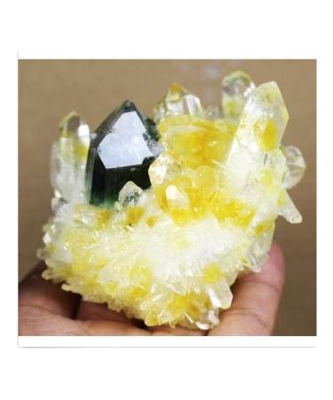 JUKUCKV Spiritual Support Natural Yellow Green Quartz Crystal Cluster Mineral Specimen Healing