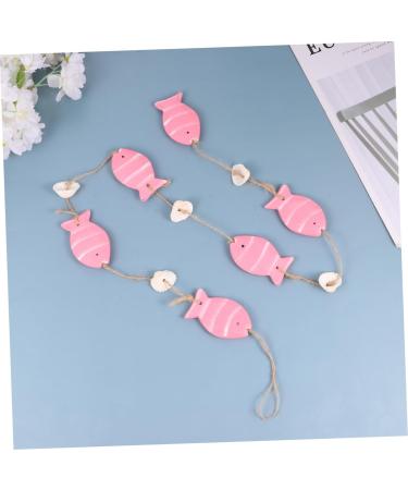Yardenfun 1 Pc Decor Wedding Ornament Mini Beach Ornament Door Fish Hanging Ornament Pendant Curtain Wooden Pink 102X4.2CM - Buy Online on GoSupps.com