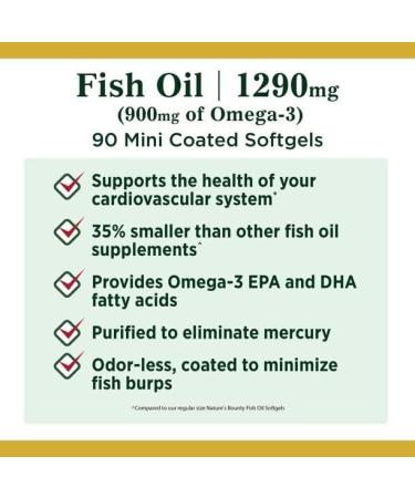Fish Oil 1290mg Mini Odorless Softgels - 2 Bottles (90ct) | High Potency Omega-3 Supplement - Buy Online on GoSupps.com