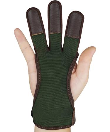ArcheryMax Leather Archery Gloves - Green, Medium Size | Youth & Adult Beginner Finger Protector for Practice Shooting & Hunting - Buy Online on GoSupps.com