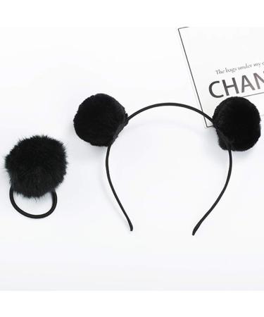 Luxury Furry Pom-Ball Headband & Hair Ties Set | 6 Pieces | Double Pom-Headband | Faux Fur Animal Ears | Ideal for Girls and Women - Buy Online on GoSupps.com