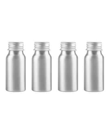 Zeoabsy 4 pieces 30 ml of empty round silver aluminum bottle with aluminum screw cover silver 30ml screw bottles made of aluminum for filling for cosmetics essences oil bathroom hotel travel 30ml silver