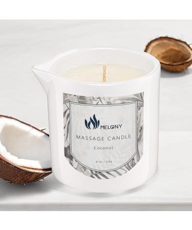 Buy MELONY Soy Massage Oil Candle - Coconut 8.1OZ | Intensive Skin Treatment with Almond Oil Shea Butter & Cocoa Butter | Ideal for Massage & Moisturizing | International Shipping Available - Buy Online on GoSupps.com