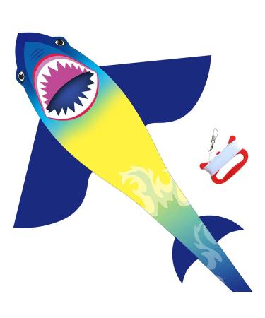 Huge Shark Kites for Kids & Adults, Easy to Assemble Fly Beginner Kite for Boys & Girls for Outdoor Game, Beach Trip, Large Kite Flyer 75"x45" with Long Tail, and 50 Meters String for Summer - Buy Online on GoSupps.com