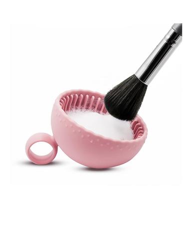 TUCANA Silicone Makeup Brush Cleaner Brush Scrubber Bowl Portable Washing Tool Cosmetic Brush Cleaner (Pink)