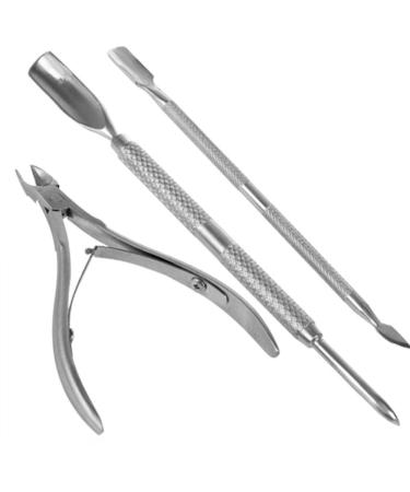Nail Cuticle Spoon Pusher Remover Nail Cut Tool Pedicure Manicure Set. Pocket Nail Cuticle Nipper Pack Contains Nail Trimmer Pack of 3