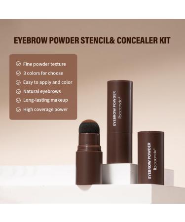 Eyebrow Powder Stencil Concealer Kit - Long Lasting Waterproof Definer with 12 Reusable Stencils - Perfect Dark Brown Brow Makeup - Buy Online on GoSupps.com