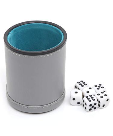 Vuwuma Felt Lined Professional Dice Cup - with 6 Dice Quiet for Yahtzee Game1 Grey