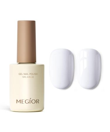 MEGIOR Cool White Gel Nail Polish 15ml Antiquewhite Gel Polish High Gloss Soak Off UV LED Nail Gel Polish for Nail Art Manicure Salon DIY Home Gift for Girls
