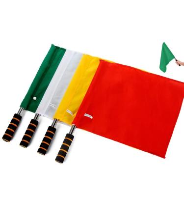 HNJZX 4 Pieces of Football Hand Flags Rugby Linesman Flags Referees Assistant Equipments Small Signal Flag Stainless Steel