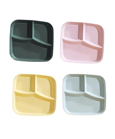Fruit Tray 3-Compartment Plate Food Dish Diet Food Control for Restaurant Kitchen Kitchenware (Color : Pink)