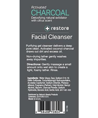 Nature's Beauty Activated Charcoal Facial Cleanser - Detoxifying Citrus Scent - 6 fl oz - Made in USA - Buy Online on GoSupps.com