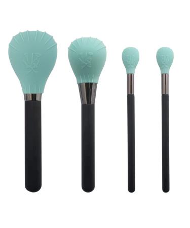 LORMAY 4 Pcs Silicone Makeup Brush Covers  Brush Bubbles for Protecting Bristles from Getting Crushed and Keeping Cosmetic Bag Clean (Mint Green)