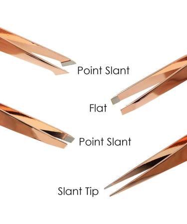 Wresetly 4-Piece Eyebrow Tweezers Set - Pointed & Angled Tweezers with Leather Case - Gold | Perfect for Precision Grooming | International Shipping Available - Buy Online on GoSupps.com