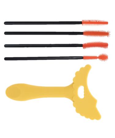 Mascara Applicator Guide - Stencil Template Silicone Applicator Shield | Multi-Functional Makeup Aid Tool for Daily Use Dating Night Out Yellow + Eyelash Brush