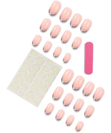 24Pcs Press on Nails Short French Tips Fake Nails Acrylic Square False Nails Summer Reusable Artificial Silver Almond Nails for Women and Girls - Buy Online on GoSupps.com