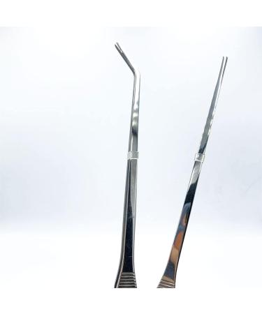Wzong Pack of 2 Aquarium Tweezers Extra Long Stainless Steel Straight and Curved Tweezers Long Feeding Pliers for Aquascape Tools for Aquarium Systems 10.6 Inch (27 cm) Silver - Buy Online on GoSupps.com