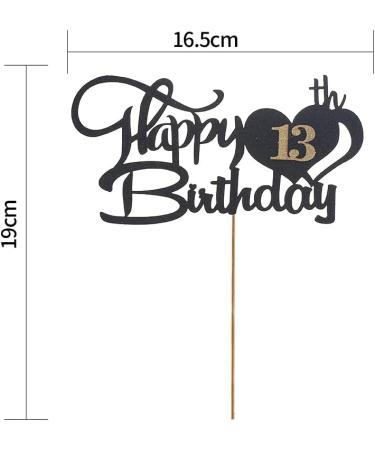 13 Cake Topper for 13th Birthday 13 Birthday Decoration Happy Birthday Toppers for Cakes Personalised Cake Toppers Birthday Black and Gold Cake Topper Birthday Cake Decorations for Birthday Party - Buy Online on GoSupps.com