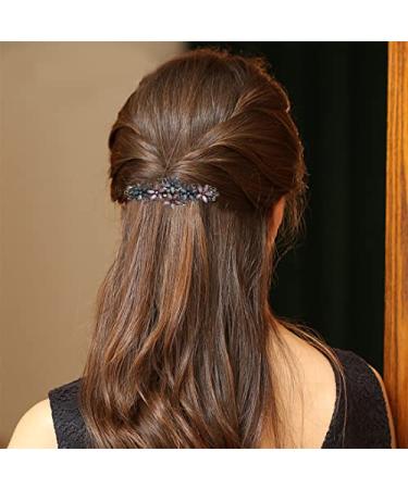 Elegant Hair Clips Set | Menyiyds 2 Pcs Sparkling Glitter Hair Accessories for Women & Girls | Fashionable Flower Wreath Hairpins in Dark Gray & Pink - Buy Online on GoSupps.com