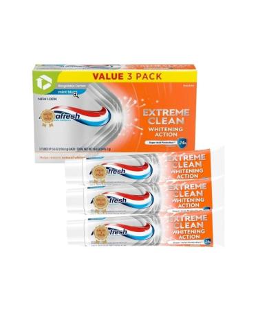 Extreme Aquafresh Clean Whitening Action Fluoride Toothpaste Mint Blast (Pack of 3) Each 5.6 oz