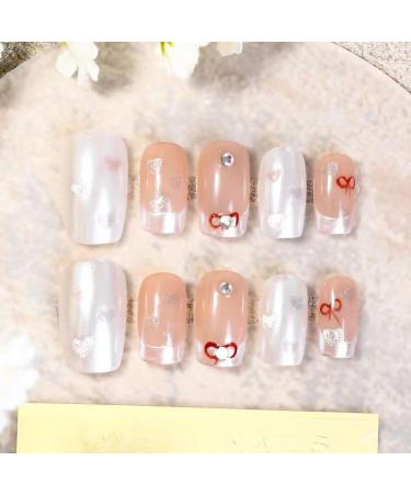 Temperament manicure summer new leather powder stars hand-worn a small white spice girl temperament French square.(XS) - Buy Online on GoSupps.com