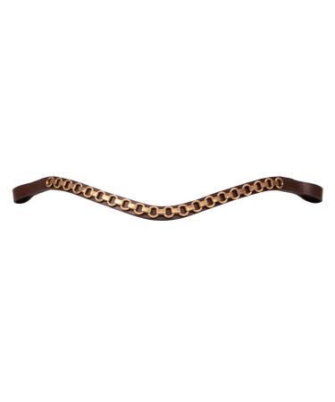 ARBO-INOX browband leather with golden chain curved shape (pony brown/gold) pony brown/gold