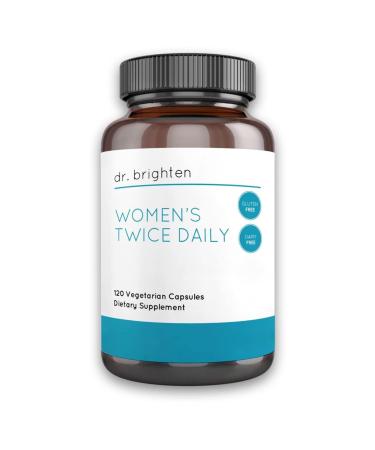 Dr. Brighten Women s Twice Daily Premium Women s Multivitamin Full-Spectrum with No Iron Unique Nutrients Higher B Vitamins 120 Capsules