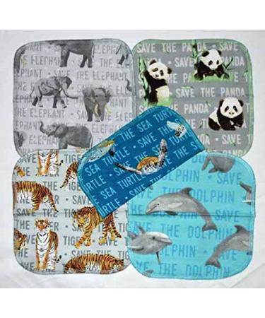 Save The Animals 2 Ply Printed Flannel 8x8 Inches Set of 5 - Buy Online on GoSupps.com