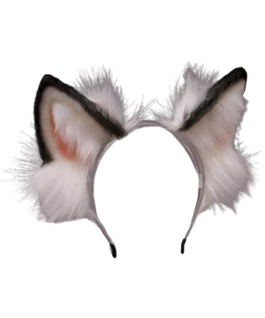 amangul Lovely Faux Wolf Ears Headband Realistic ry Animal Hair Hoop Anime Masquerade Cosplay Costume(White) - Buy Online on GoSupps.com