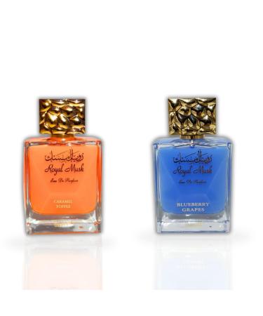 Royal Musk Caramel Toffee & Royal Musk Blueberry Grapes - EDP Sprays 100ML (3.4 OZ) (BUNDLE) 3.4 Fl Oz (Pack of 1) Caramel Toffee & Blueberry Grapes - Buy Online on GoSupps.com