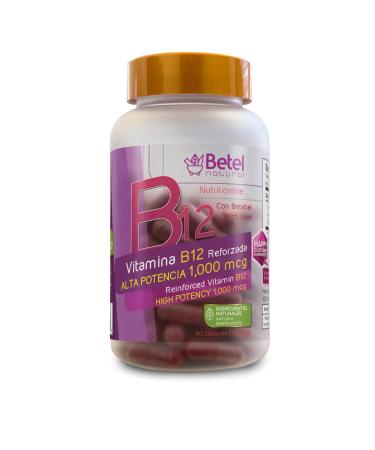 Betel Natural Premium Vitamin B12 Reinforced with Beets - Vitamina B12 Reforzado con Betabel - 90 Caps