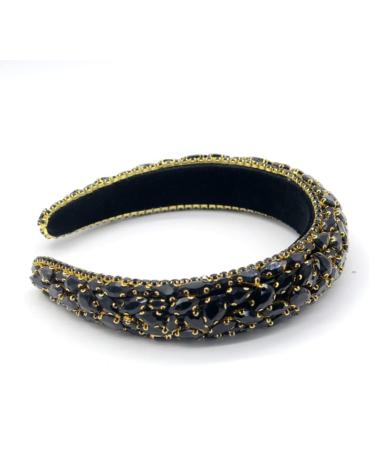 Leemasing Rhinestone Stand Hair Band - Padded Baroque Crystal Fashion for Brides & Parties | Perfect Gift for Weddings & Anniversaries (Black) - Buy Online on GoSupps.com