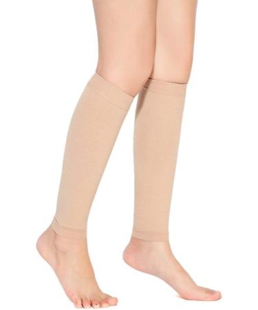 TOFLY Footless Calf Compression Sleeve 20-30mmHg - Pain Relief & Leg Support - Beige, S-5XL - Buy Online on GoSupps.com